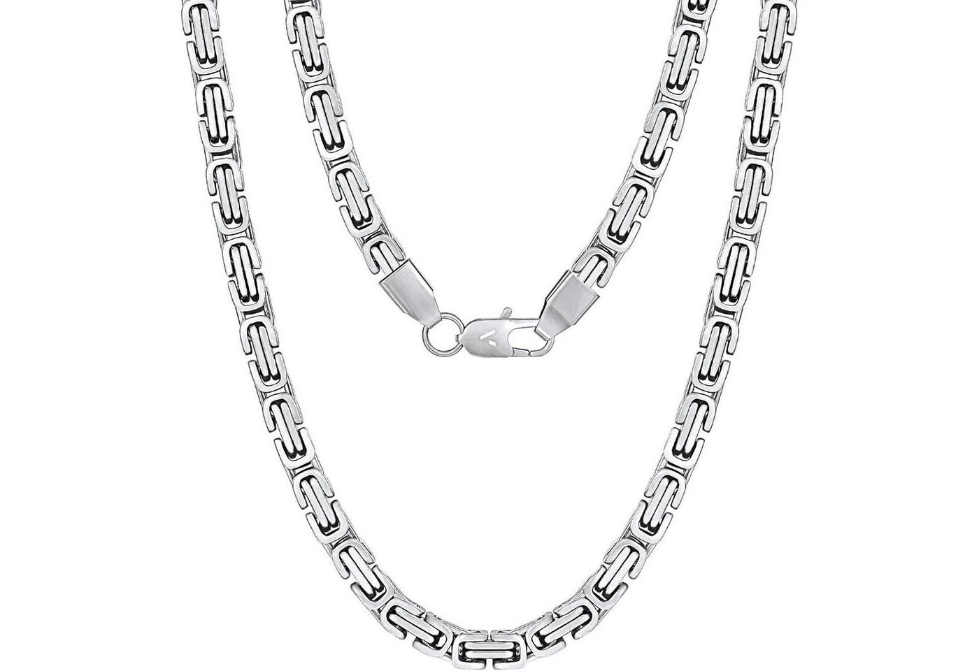 LuxusKollektion Schmuckset Kette Herren 18K Gold Edelstahl 6mm 45cm Silbrig-6mm 60.0 Zentimeter von LuxusKollektion