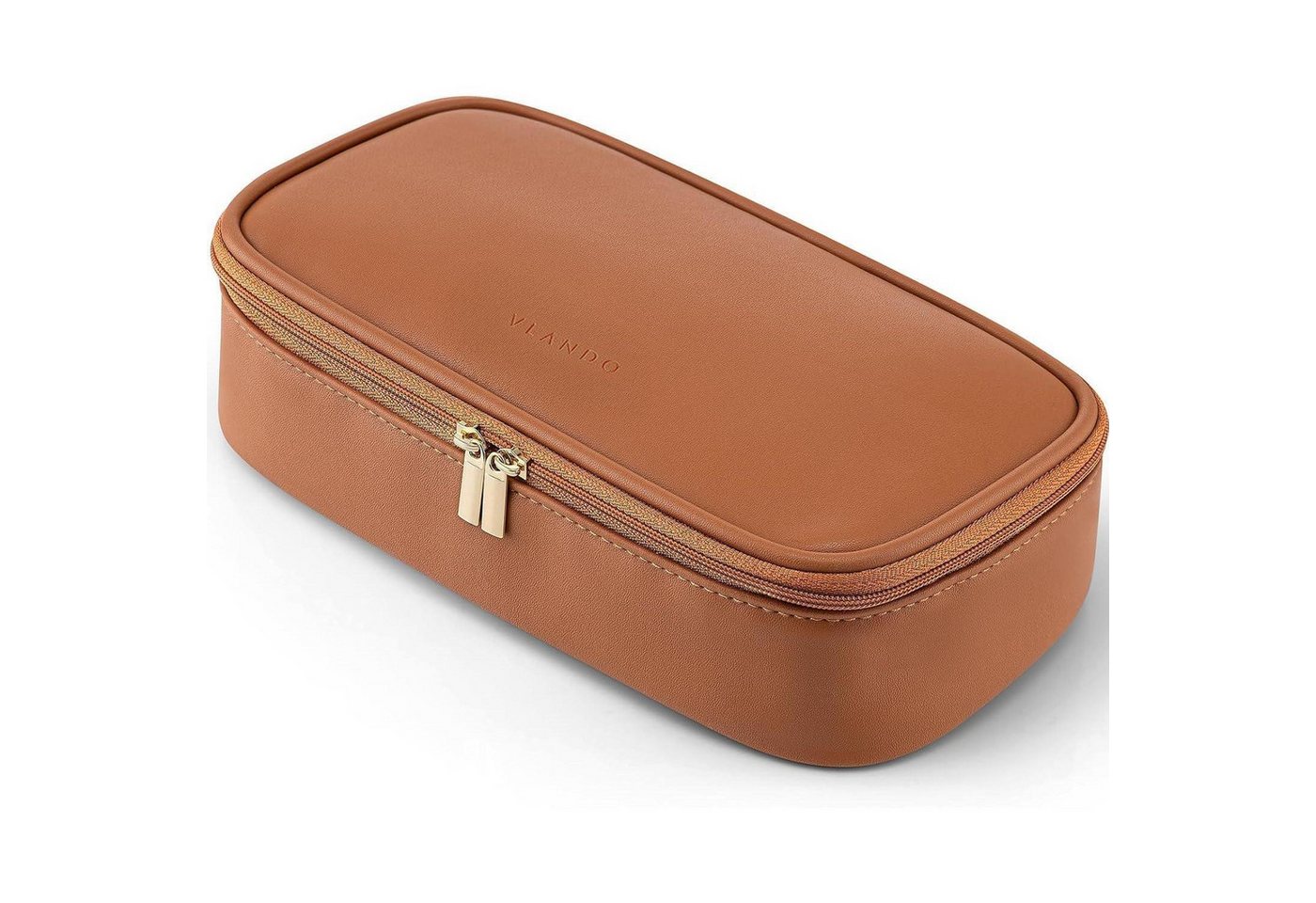 LuxusKollektion Schmuckset Kosmetiktasche Reise Klein MakeUp Damen Organizer Leder Braun von LuxusKollektion