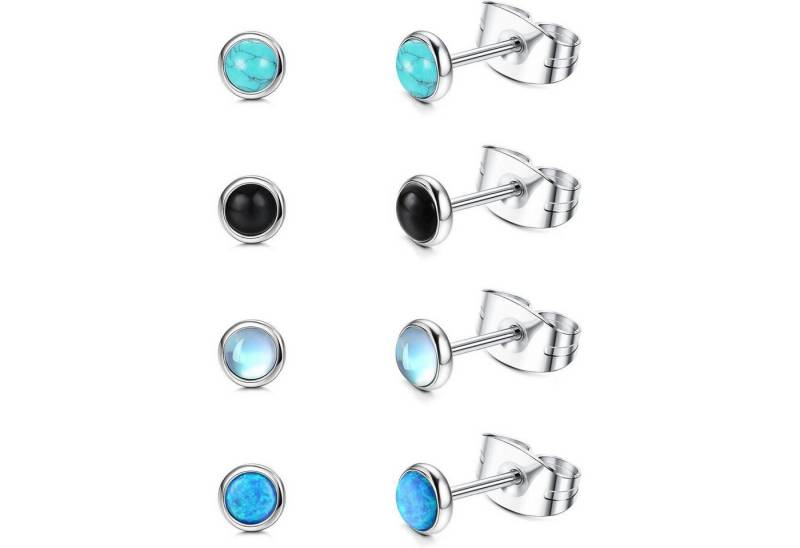 LuxusKollektion Schmuckset Mondstein Opal Türkis Ohrstecker Set Chirurgenstahl Damen Mädchen von LuxusKollektion