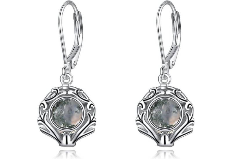 LuxusKollektion Schmuckset Moosachat Leverback Ohrringe Sterling Silber filigran Frauen Mädchen von LuxusKollektion