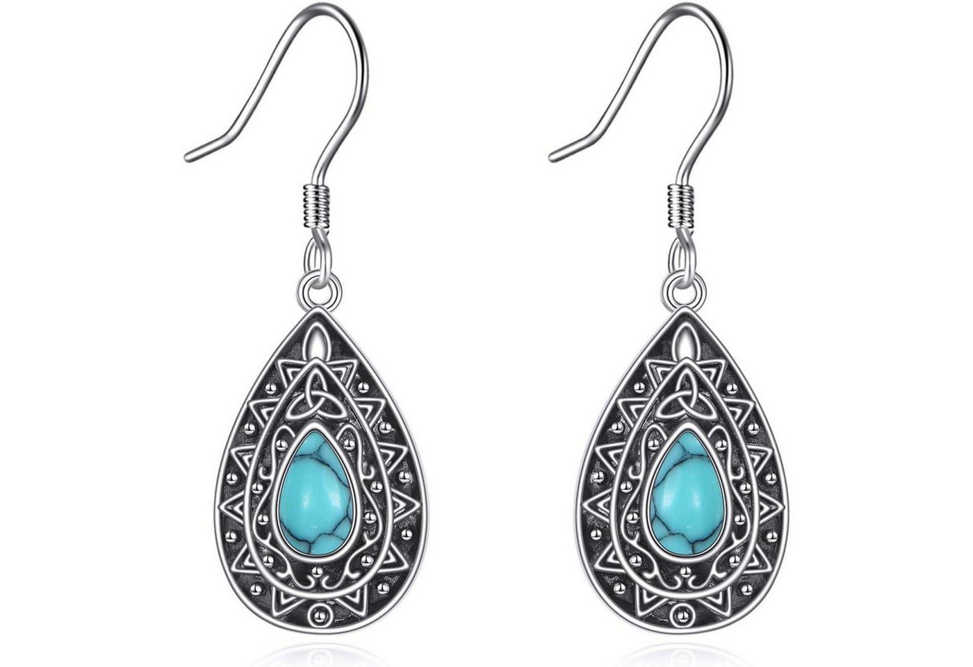 LuxusKollektion Schmuckset Ohrringe 925 Silber Abalone Hängend Boho Tropfen Damen Türkis von LuxusKollektion
