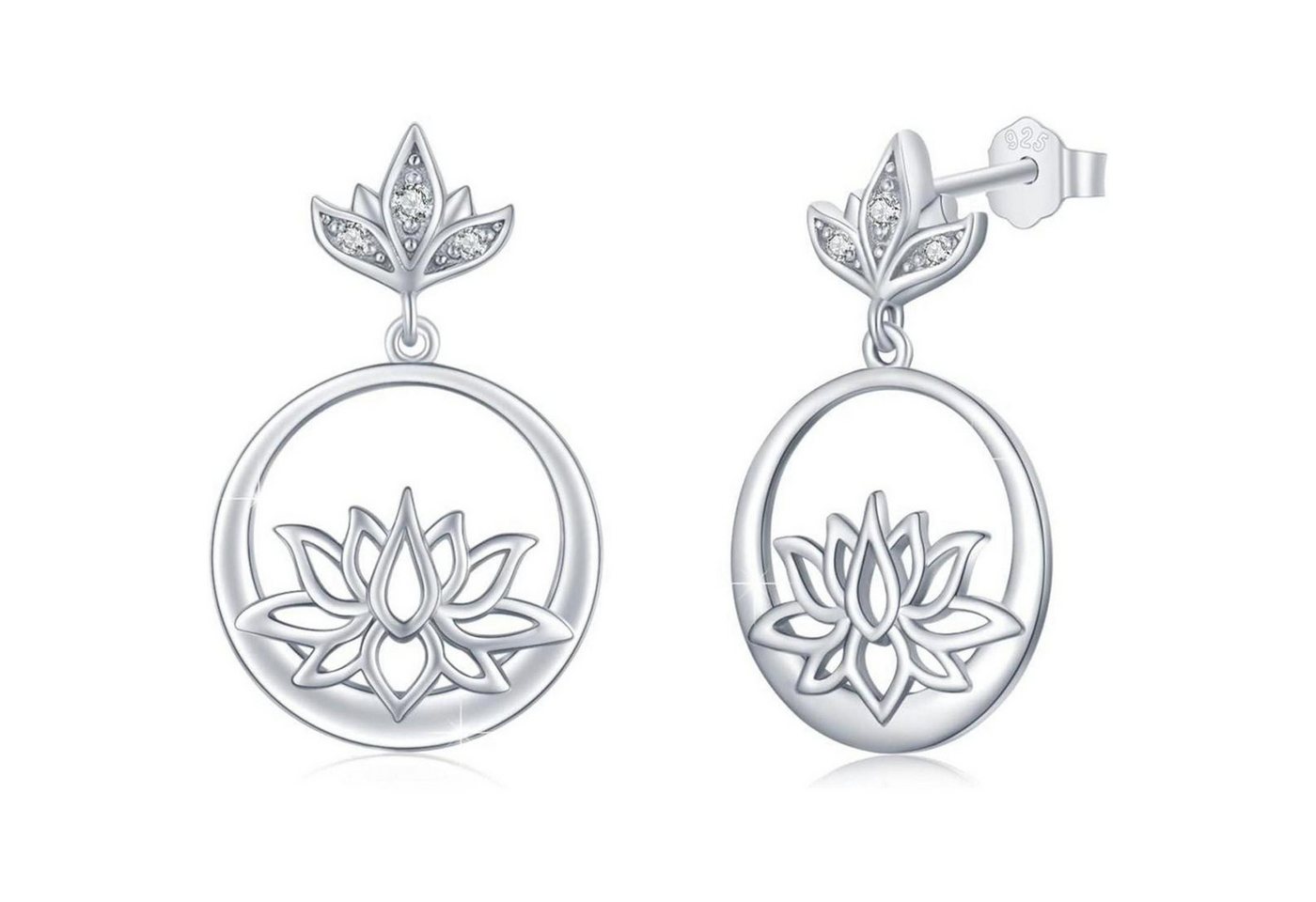 LuxusKollektion Schmuckset Ohrringe 925 Silber Damen Herz Mond Baumel Kristall Lotus Ohrstecker von LuxusKollektion