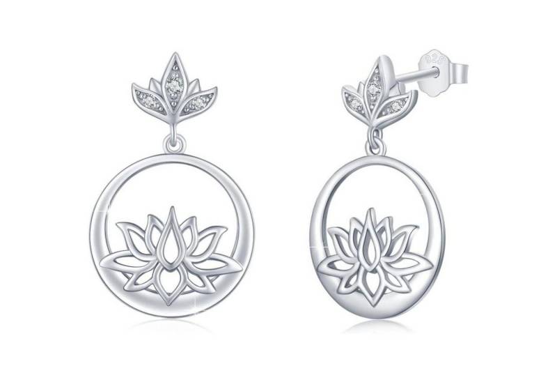 LuxusKollektion Schmuckset Ohrringe 925 Silber Damen Herz Mond Baumel Kristall Lotus Ohrstecker von LuxusKollektion