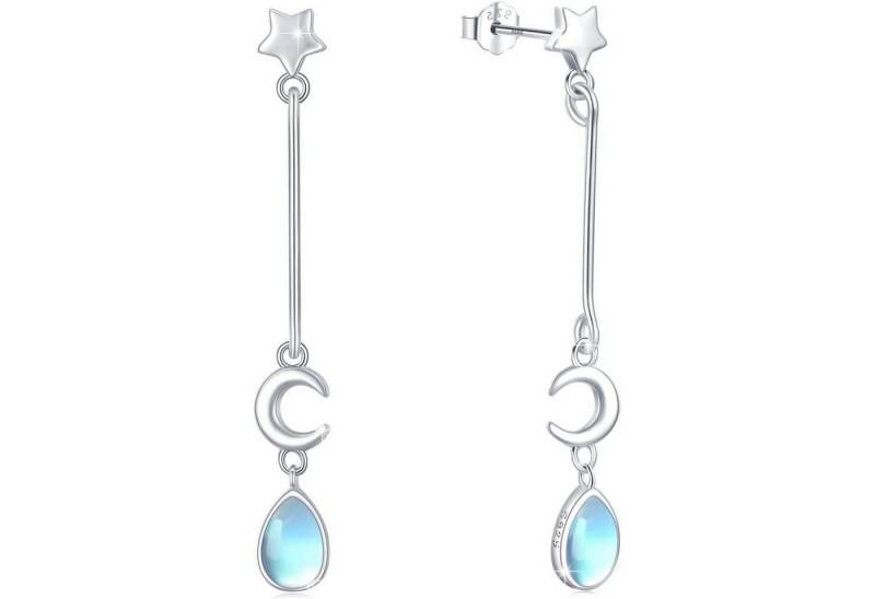 LuxusKollektion Schmuckset Ohrringe 925 Silber Damen Herz Stern Mond Mondstein Ohrstecker von LuxusKollektion