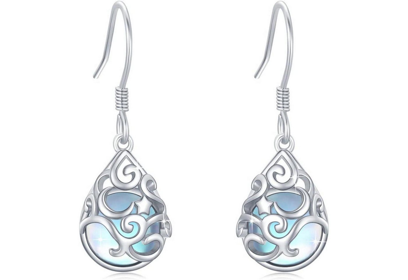 LuxusKollektion Schmuckset Ohrringe 925 Silber Damen Ohrhaken Stern und Mond Ohrringe von LuxusKollektion