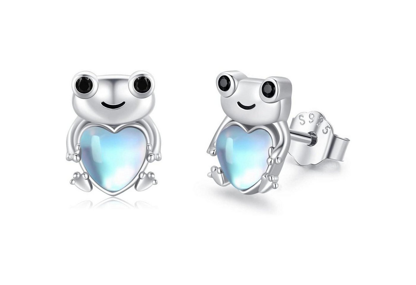 LuxusKollektion Schmuckset Ohrringe 925 Silber Kristall Mondstein Herz Flügel Frosch Ohrstecker 1 von LuxusKollektion