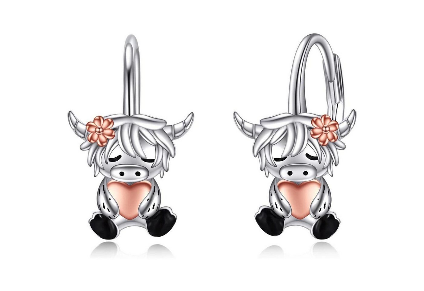 LuxusKollektion Schmuckset Ohrringe 925 Silber Leverback Einhorn Axolotl Damen Hochlandkuh von LuxusKollektion