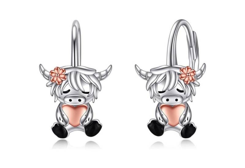 LuxusKollektion Schmuckset Ohrringe 925 Silber Leverback Einhorn Axolotl Damen Hochlandkuh von LuxusKollektion