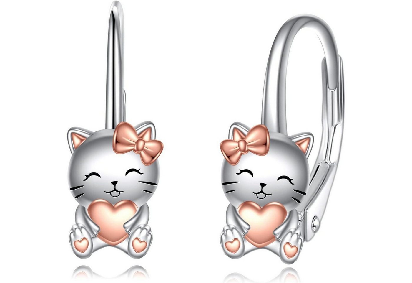 LuxusKollektion Schmuckset Ohrringe 925 Silber Leverback Einhorn Axolotl Damen Katze von LuxusKollektion