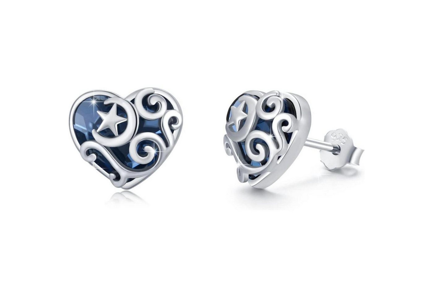 LuxusKollektion Schmuckset Ohrringe 925 Silber Ohrstecker Kristall Mond und Sterne Ohrringe von LuxusKollektion