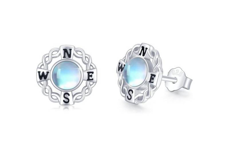 LuxusKollektion Schmuckset Ohrringe 925 Silber Ohrstecker Kristall Mondstein Kompass Ohrringe von LuxusKollektion