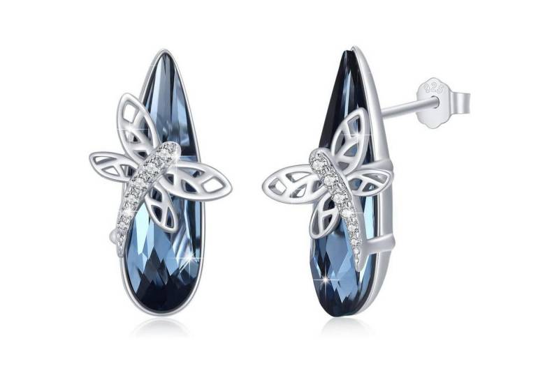 LuxusKollektion Schmuckset Ohrringe 925 Silber Ohrstecker Kristall hypoallergen Libelle Ohrringe von LuxusKollektion