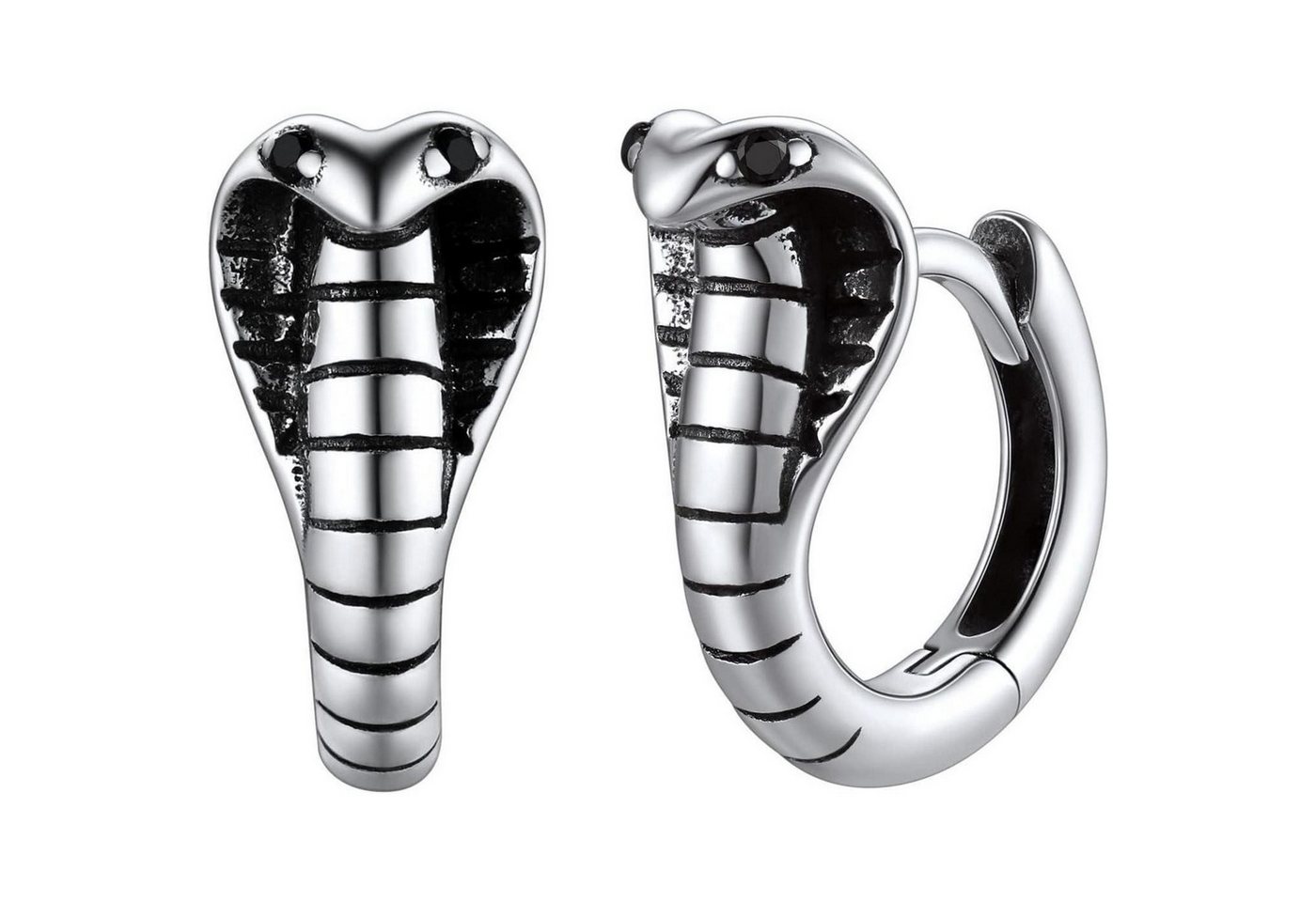 LuxusKollektion Schmuckset Ohrringe 925 Silber Ohrstecker Punk Totenkopf Schlange Creolen: Kobra von LuxusKollektion