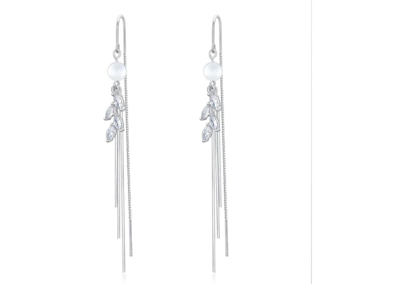 LuxusKollektion Schmuckset Ohrringe 925 Sterling Silber Fädler Quaste Tropfen Frauen Blätter-01 von LuxusKollektion