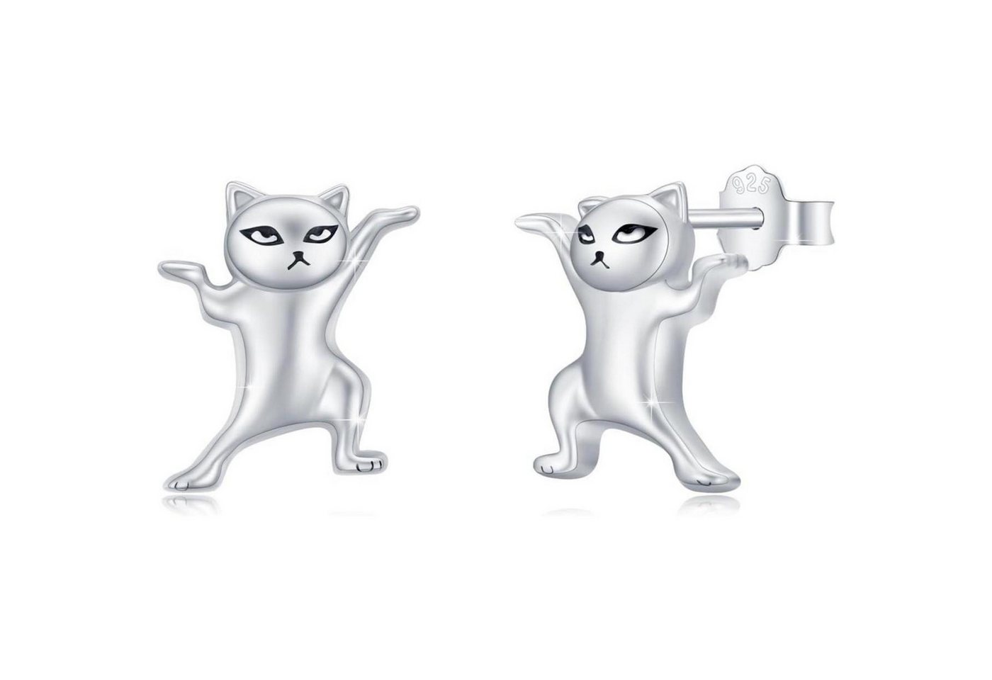 LuxusKollektion Schmuckset Ohrringe 925 Sterling Silber Ohrstecker Herz Katzen Ohrstecker von LuxusKollektion