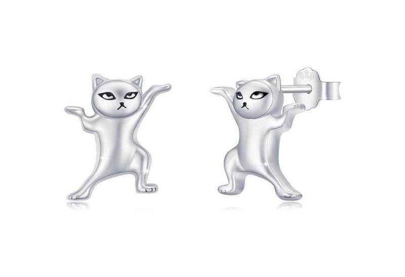 LuxusKollektion Schmuckset Ohrringe 925 Sterling Silber Ohrstecker Herz Katzen Ohrstecker von LuxusKollektion