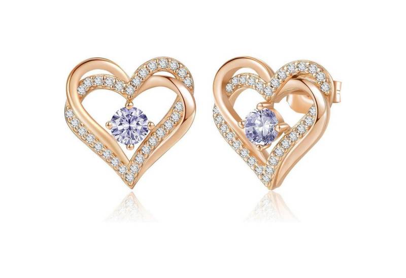 LuxusKollektion Schmuckset Ohrringe 925 Sterling Silber Rosegold Herz Damen Roségold-06-Jun von LuxusKollektion