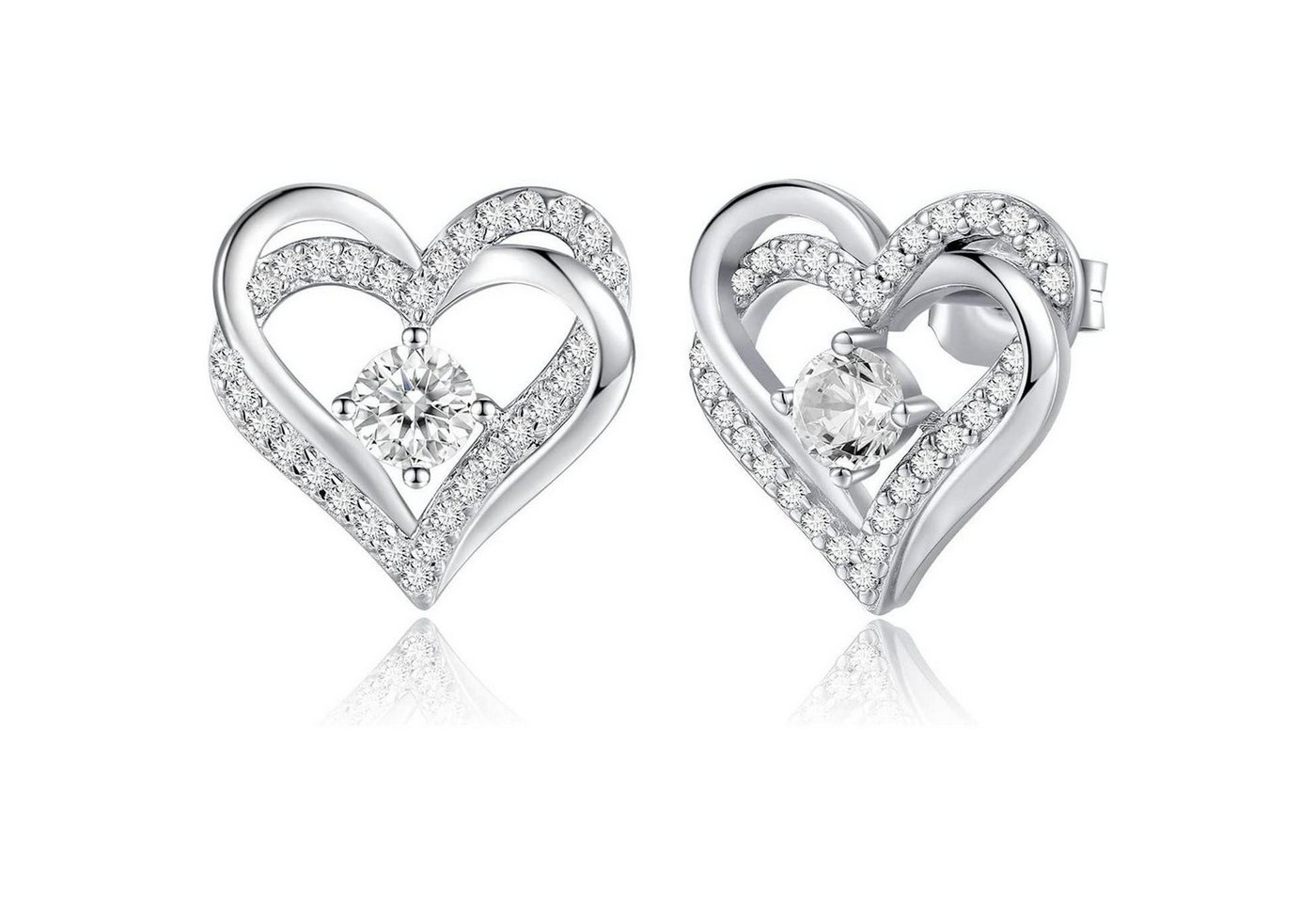 LuxusKollektion Schmuckset Ohrringe 925 Sterling Silber Rosegold Herz Weißes Gold-04-Apr von LuxusKollektion