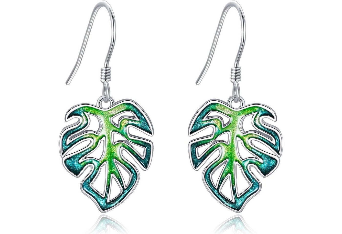 LuxusKollektion Schmuckset Ohrringe Blatt Monstera Sterlingsilber Damen Mädchen Grüne Blatt von LuxusKollektion