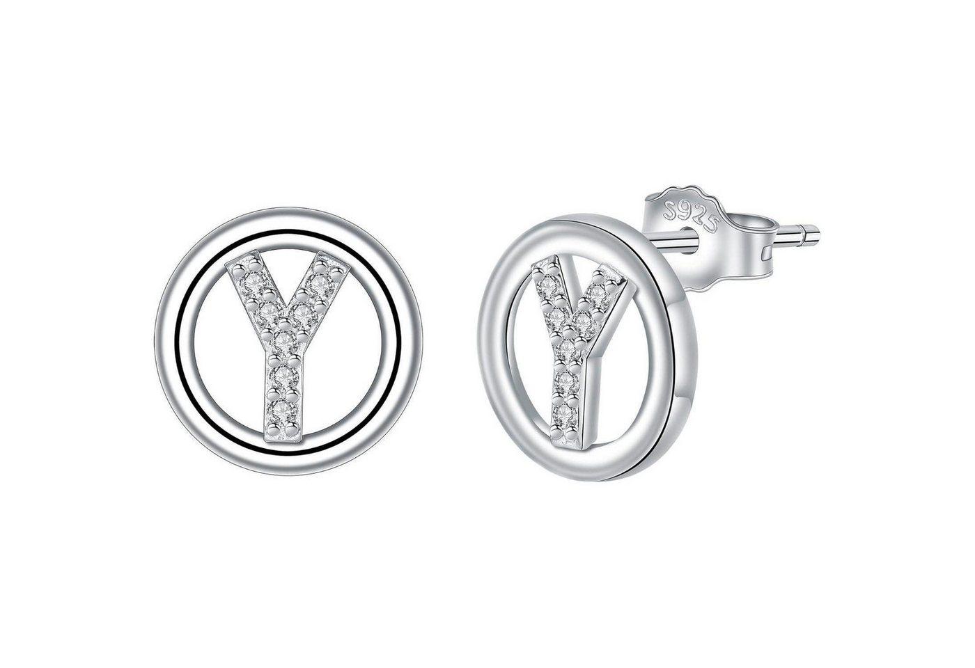 LuxusKollektion Schmuckset Ohrringe Buchstaben Silber 925 26 Alphabet Damen Geschenk Silber-25 von LuxusKollektion