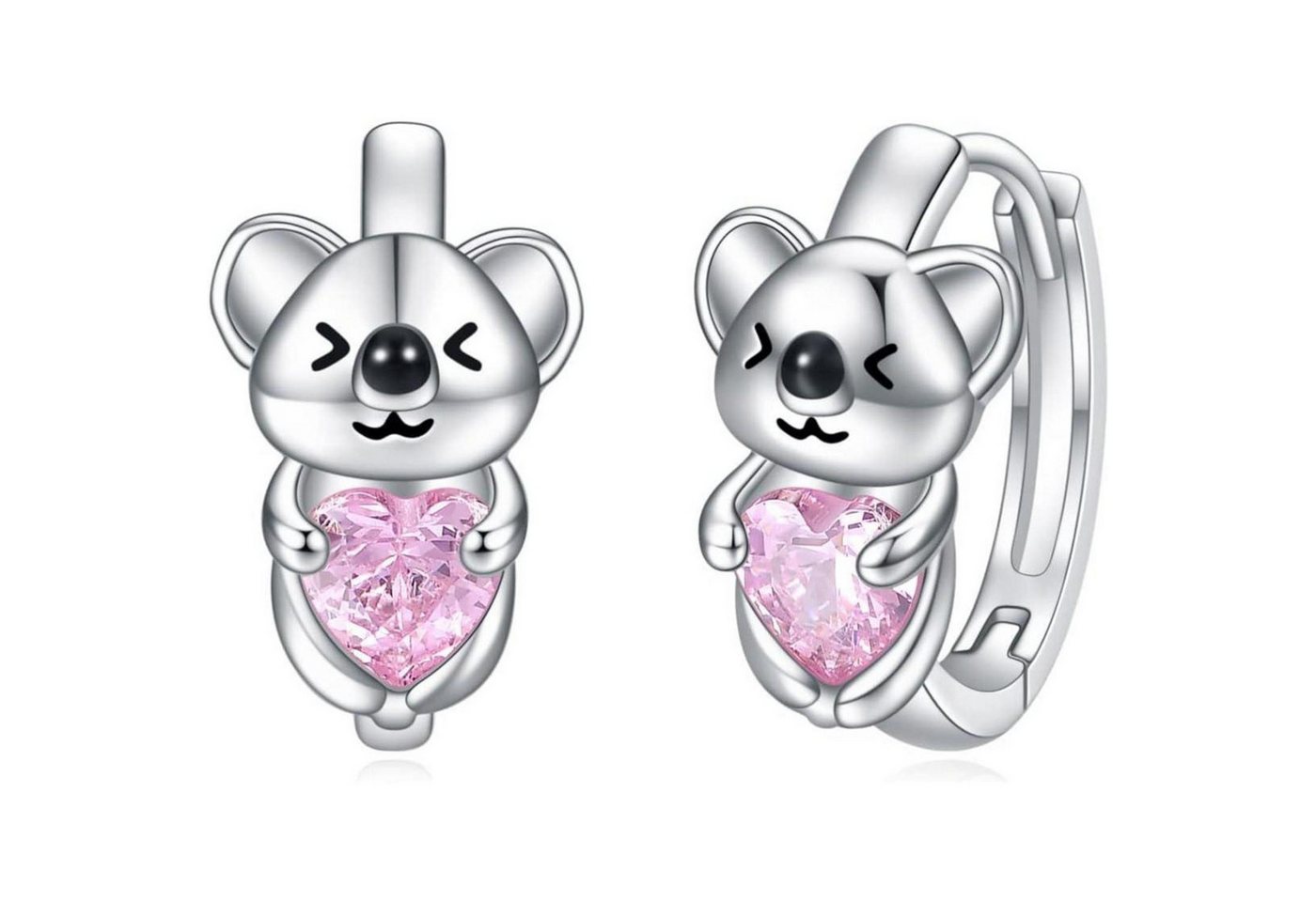 LuxusKollektion Schmuckset Ohrringe Creolen 925 Silber Zirkonia Einhorn Tier Damen Koala von LuxusKollektion