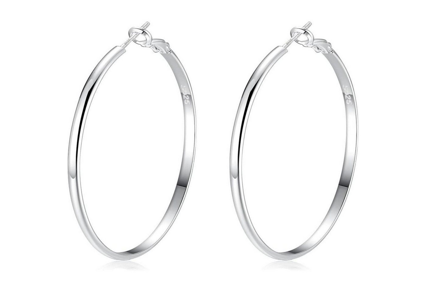 LuxusKollektion Schmuckset Ohrringe Creolen 925 Sterling Silber Hypoallergen Damen Silber-40mm von LuxusKollektion