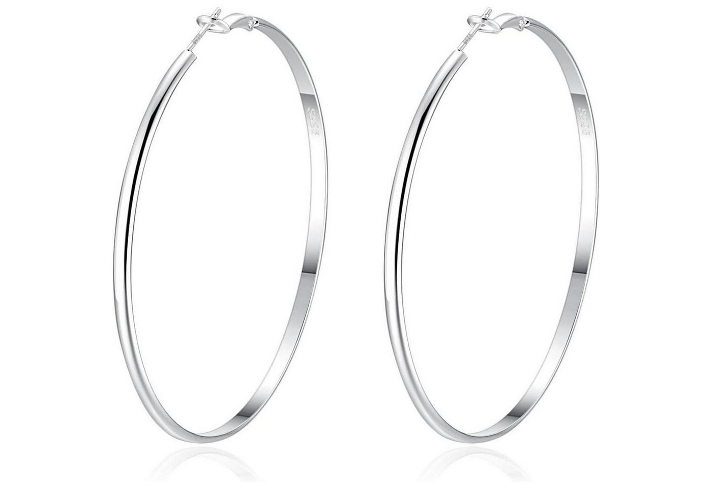 LuxusKollektion Schmuckset Ohrringe Creolen 925 Sterling Silber Hypoallergen Damen Silber-70mm von LuxusKollektion