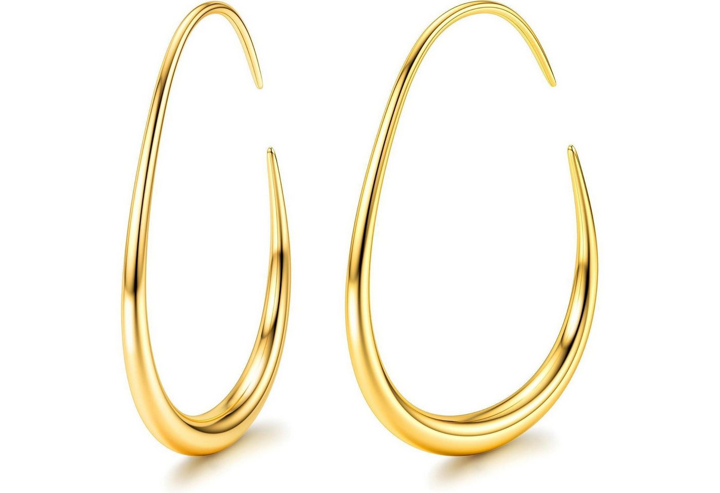 LuxusKollektion Schmuckset Ohrringe Creolen Edelstahl Damen 18 Karat Gold Oval 40MM Gold OD 40MM von LuxusKollektion