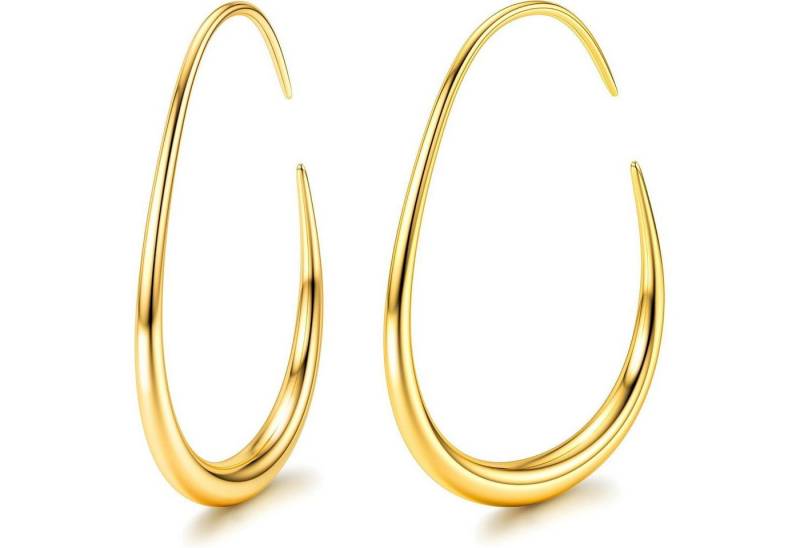 LuxusKollektion Schmuckset Ohrringe Creolen Edelstahl Damen 18 Karat Gold Oval 40MM Gold OD 40MM von LuxusKollektion