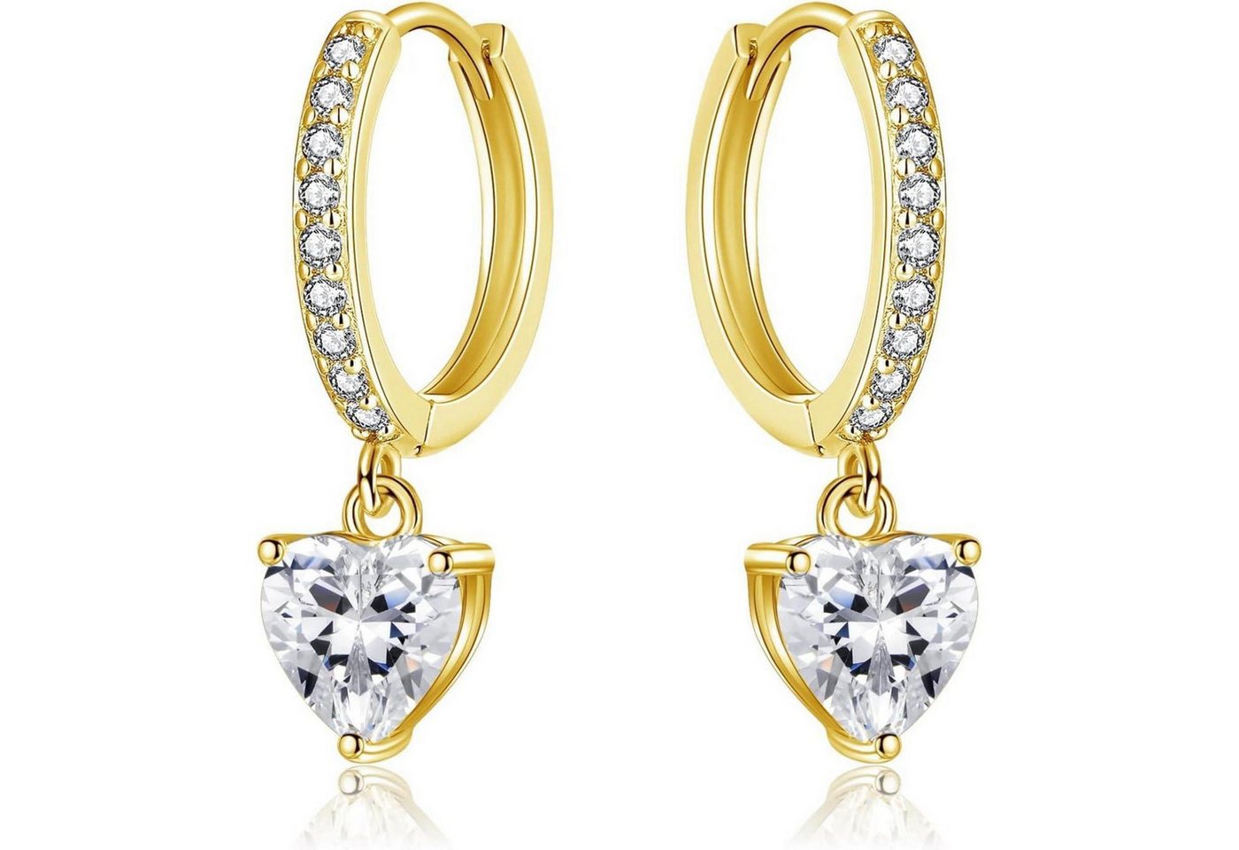LuxusKollektion Schmuckset Ohrringe Creolen Hängend Silber925 Zirkonia Herz Damen Herz-Gold von LuxusKollektion