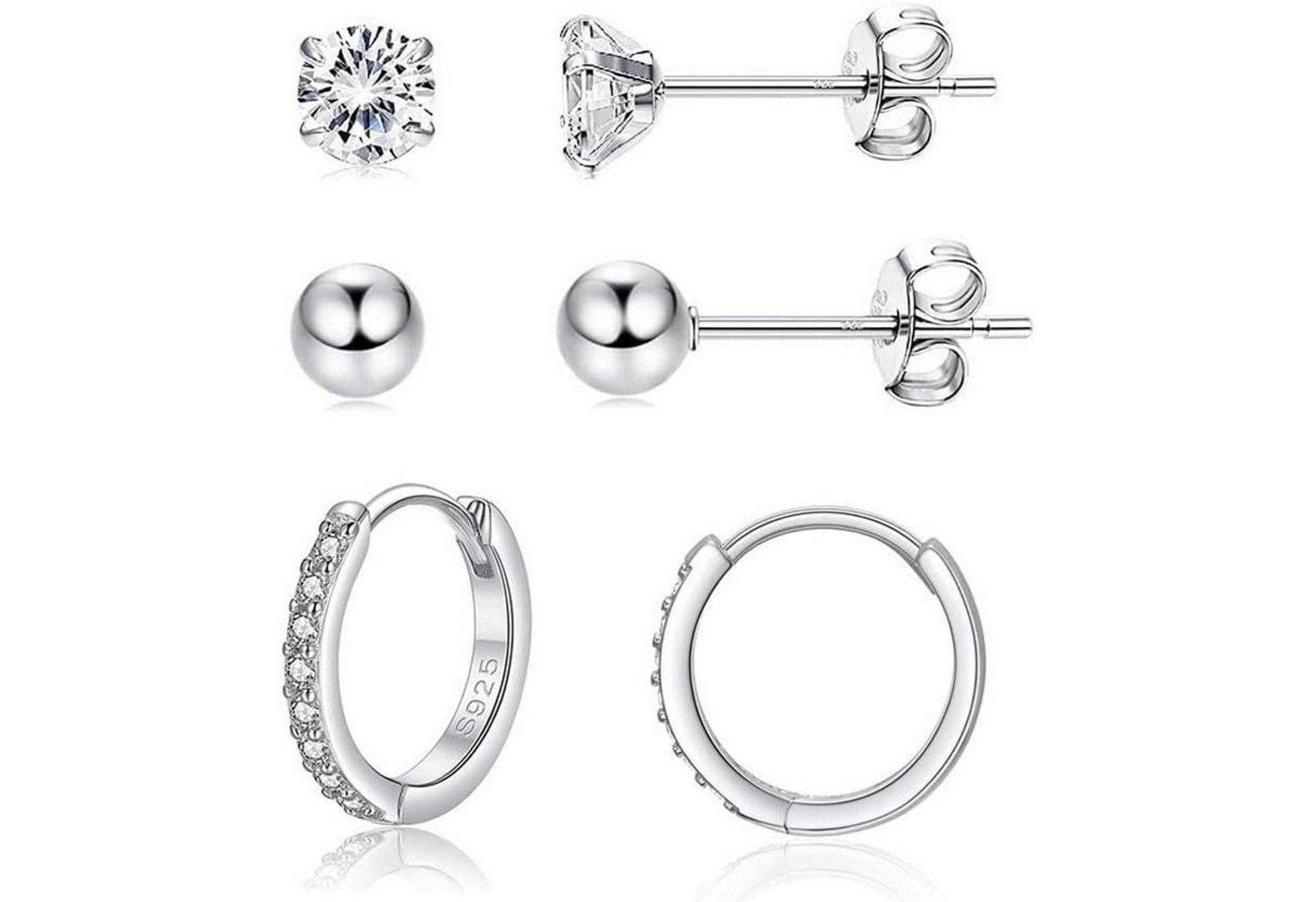 LuxusKollektion Schmuckset Ohrringe Creolen Ohrstecker Damen 925 Set 3er 5mm 14mm Silber von LuxusKollektion