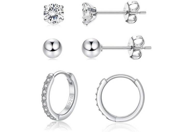 LuxusKollektion Schmuckset Ohrringe Creolen Ohrstecker Damen 925 Set 3er 5mm 14mm Silber von LuxusKollektion