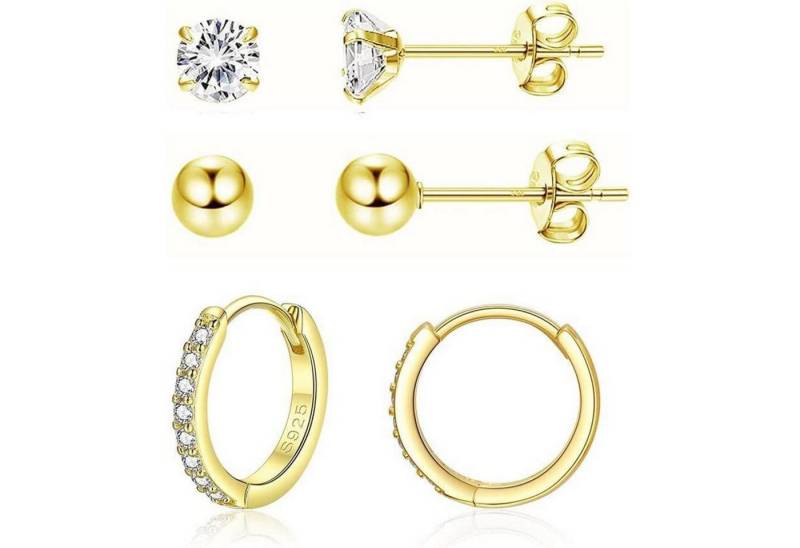 LuxusKollektion Schmuckset Ohrringe Creolen Silber 925 Damen Set 3 Paare 5mm 14mm Gold von LuxusKollektion