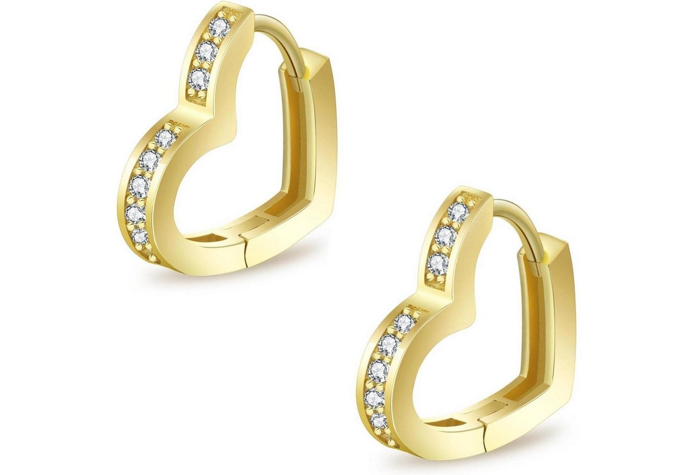 LuxusKollektion Schmuckset Ohrringe Creolen Silber 925 Moissanite Zirkonia Herz Iced Out Gold von LuxusKollektion