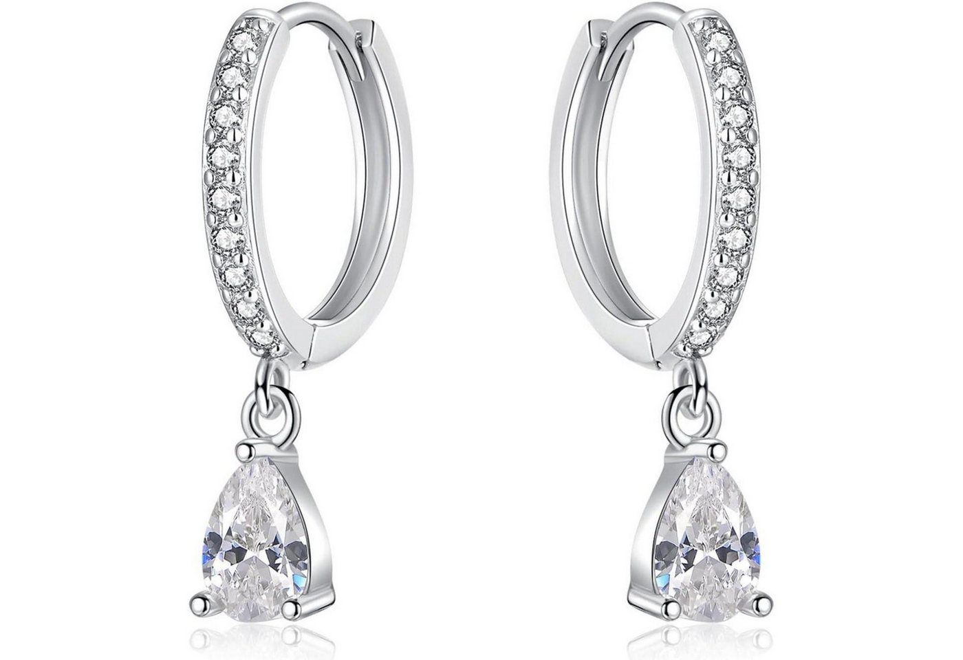 LuxusKollektion Schmuckset Ohrringe Creolen Silber 925 Zirkonia Damen Herz Wassertropfen-Silber von LuxusKollektion
