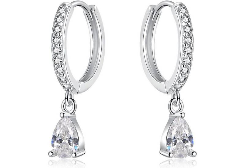 LuxusKollektion Schmuckset Ohrringe Creolen Silber 925 Zirkonia Damen Herz Wassertropfen-Silber von LuxusKollektion