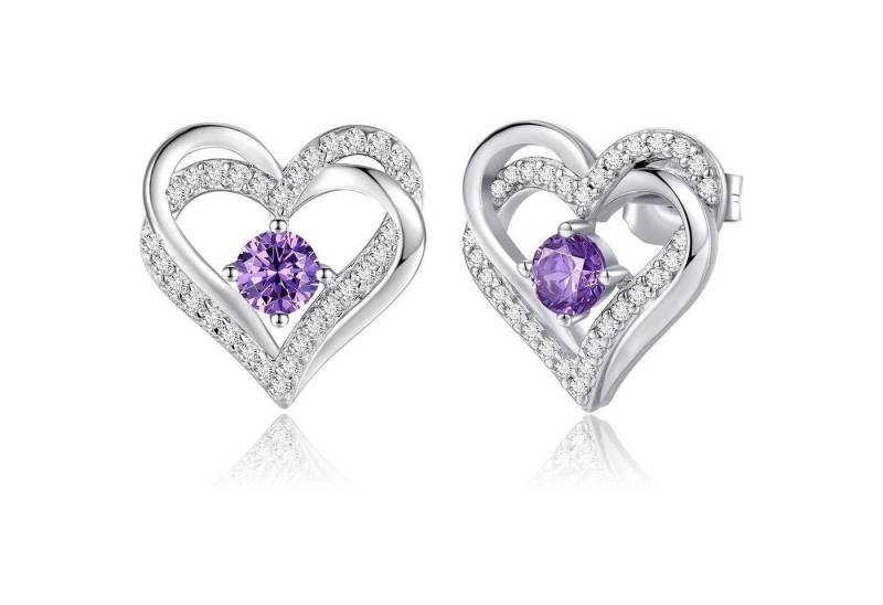 LuxusKollektion Schmuckset Ohrringe Damen 925 Silber Rosegold Geburtsstein Weißes Gold-02-feb von LuxusKollektion