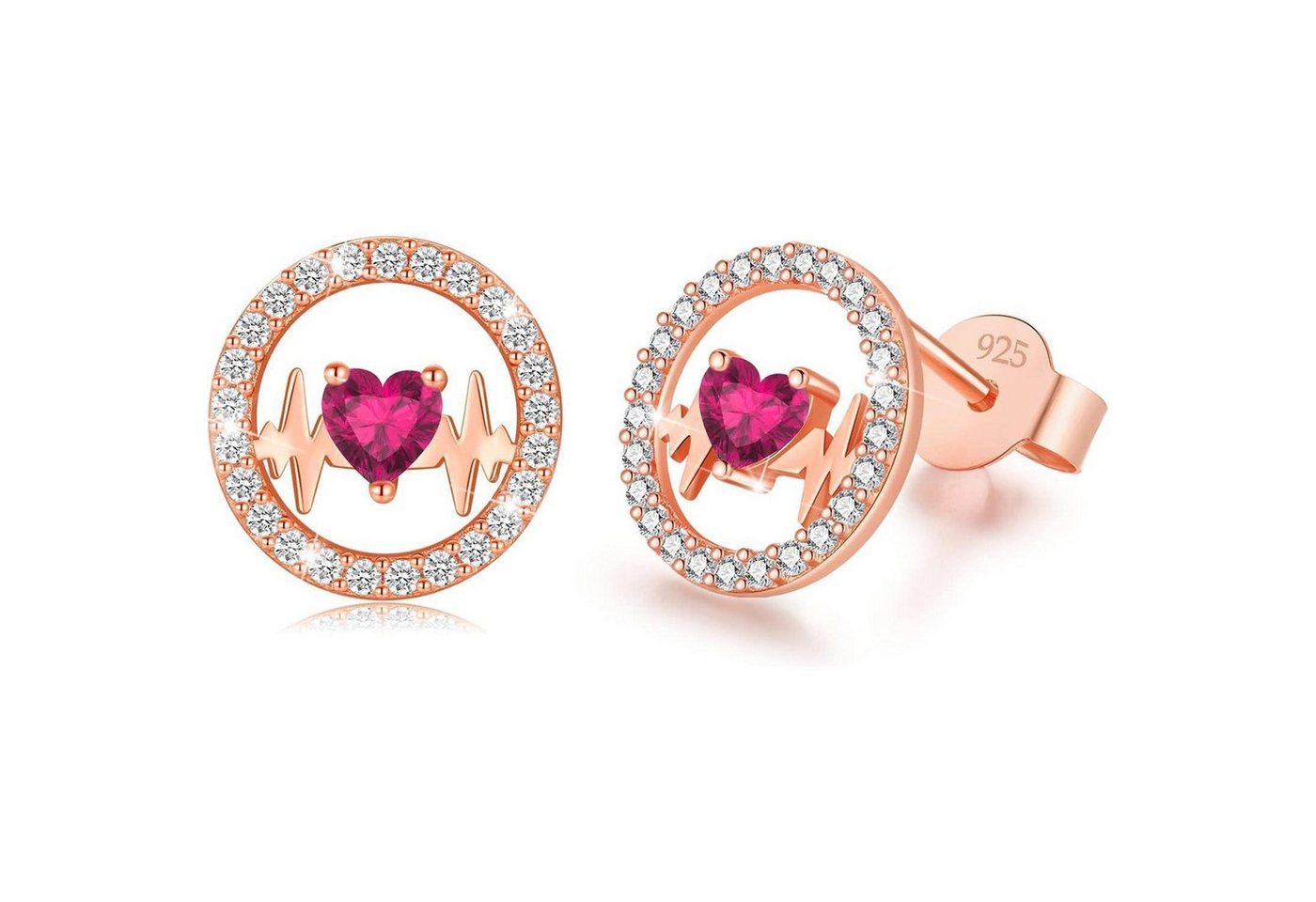 LuxusKollektion Schmuckset Ohrringe Herzschlag Ohrstecker Silber 925 Rosé gold 06 Juni von LuxusKollektion