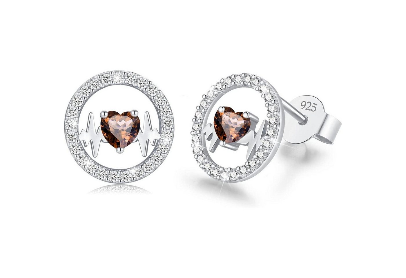 LuxusKollektion Schmuckset Ohrringe Herzschlag Silber 925 Hypoallergen Damen Silber 02 Februar von LuxusKollektion