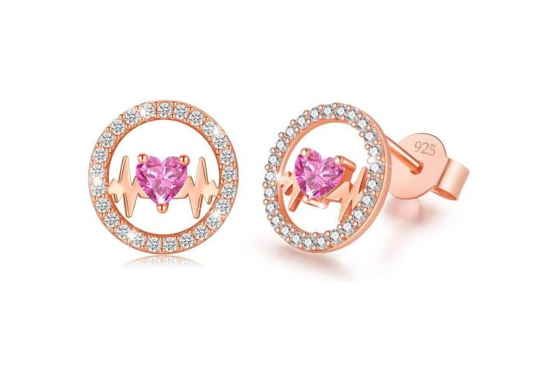 LuxusKollektion Schmuckset Ohrringe Herzschlag Silber 925 Ohrstecker Damen Rosé gold 09 September von LuxusKollektion