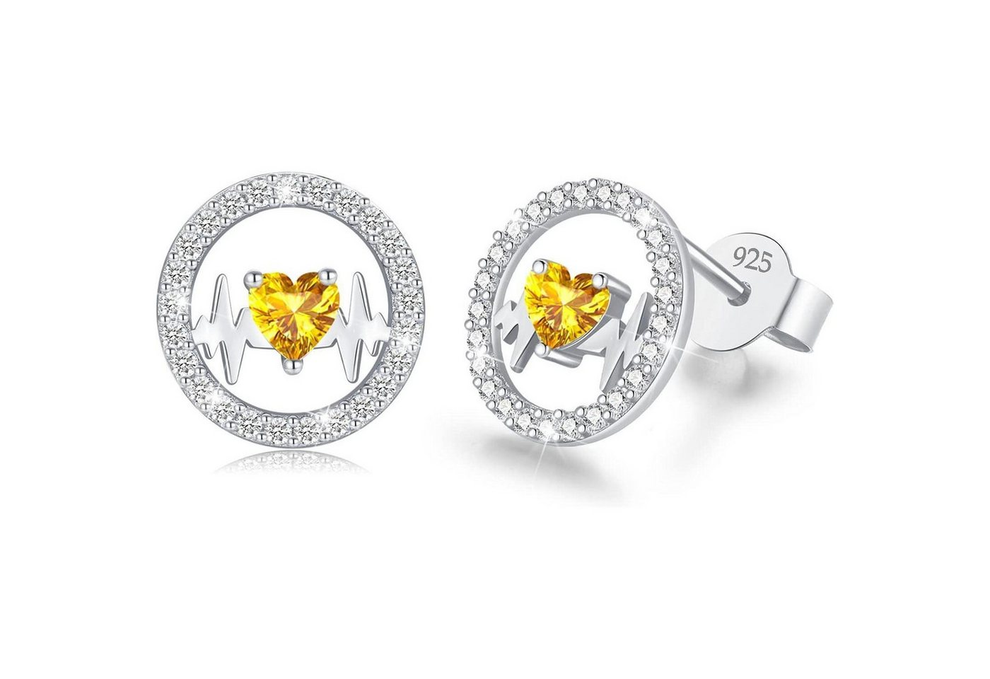 LuxusKollektion Schmuckset Ohrringe Herzschlag Silber 925 Ohrstecker Hypoallergen Silber-06-Juni von LuxusKollektion