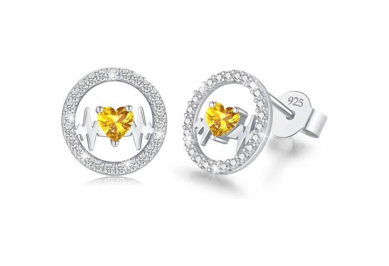 LuxusKollektion Schmuckset Ohrringe Herzschlag Silber 925 Ohrstecker Hypoallergen Silber-06-Juni von LuxusKollektion