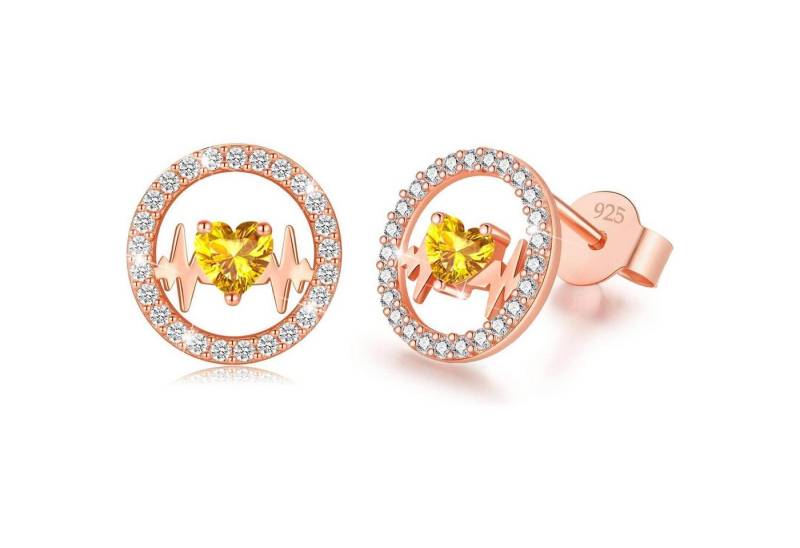 LuxusKollektion Schmuckset Ohrringe Herzschlag Silber 925 hypoallergen Rosé gold-10-Oktober von LuxusKollektion