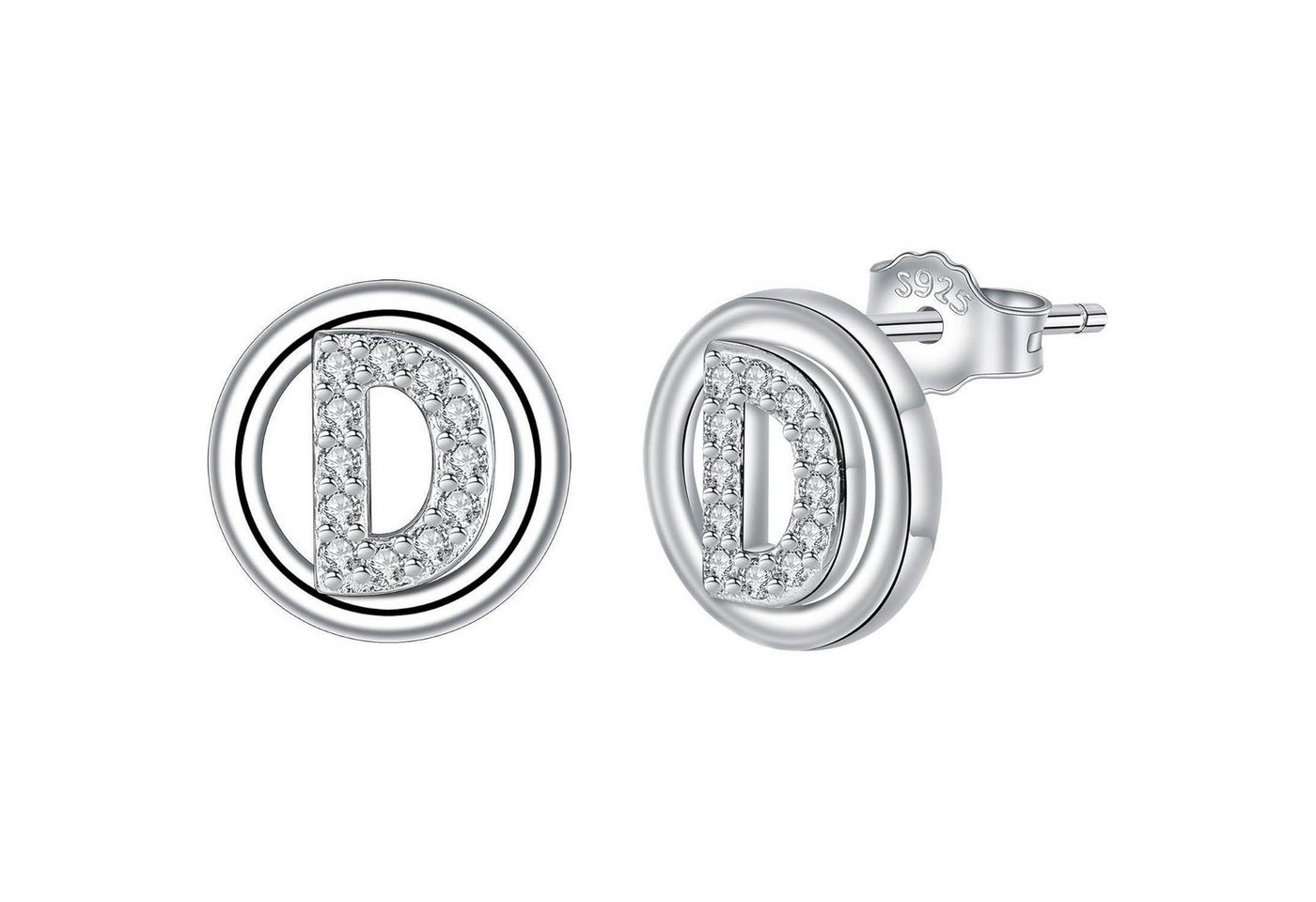 LuxusKollektion Schmuckset Ohrringe Initiale Buchstaben Silber 925 Damen Geschenk Silber-4 von LuxusKollektion