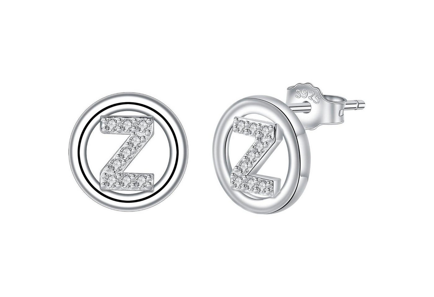 LuxusKollektion Schmuckset Ohrringe Initiale Buchstaben Silber 925 Damen Silber-26 von LuxusKollektion