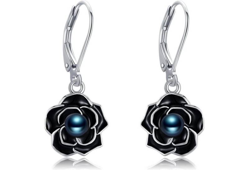 LuxusKollektion Schmuckset Ohrringe Kirschblüte 925 Silber Leverback Dangle Frauen Weißgold Rose von LuxusKollektion