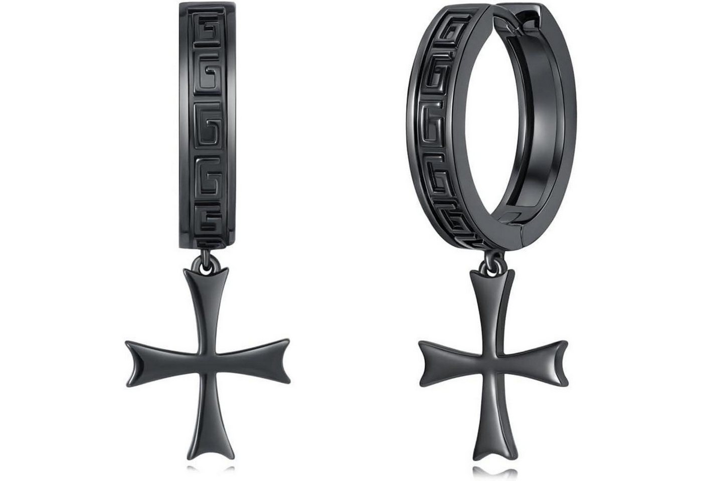 LuxusKollektion Schmuckset Ohrringe Kreuz Hängend Creolen Schwarz Damen Herren Geschenk von LuxusKollektion