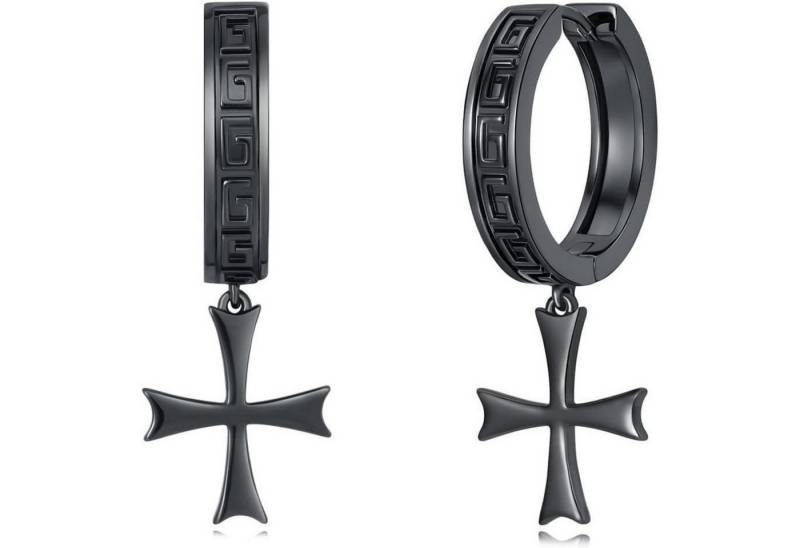 LuxusKollektion Schmuckset Ohrringe Kreuz Hängend Creolen Schwarz Damen Herren Geschenk von LuxusKollektion