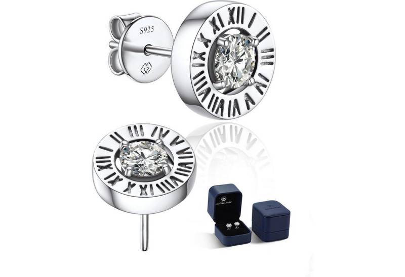 LuxusKollektion Schmuckset Ohrringe Moissanite Silber 1 Karat-5mm Römische Ziffern-Silber von LuxusKollektion
