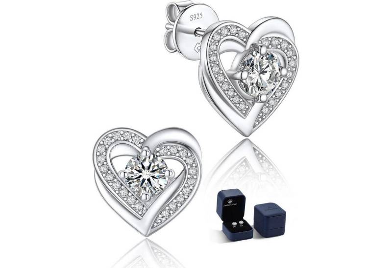 LuxusKollektion Schmuckset Ohrringe Moissanite Silber 925 Diamant 1 Karat-5mm Doppelherz von LuxusKollektion